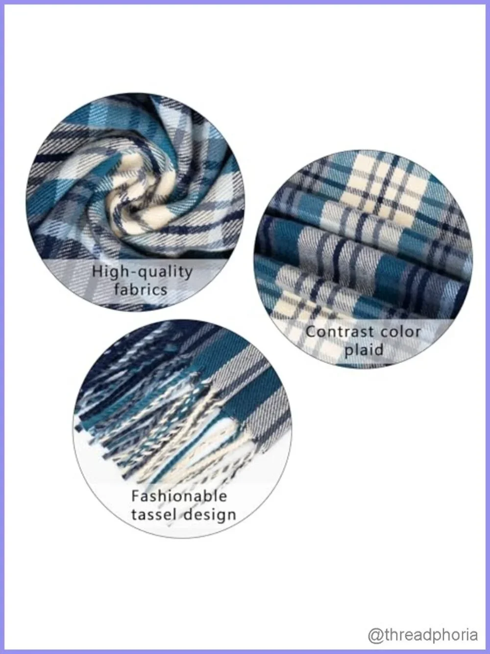 Soft Polyester Tartan Fringed Scarf & Shawl Wrap